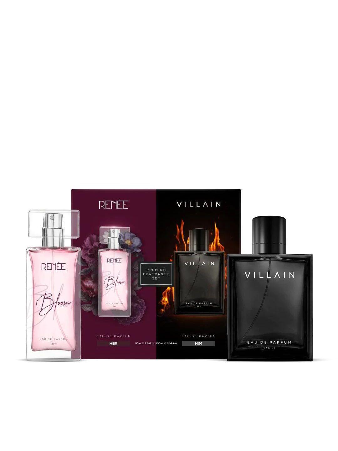 renee x villain eau de parfum premium fragrance set, bloom 50ml & classic 100ml