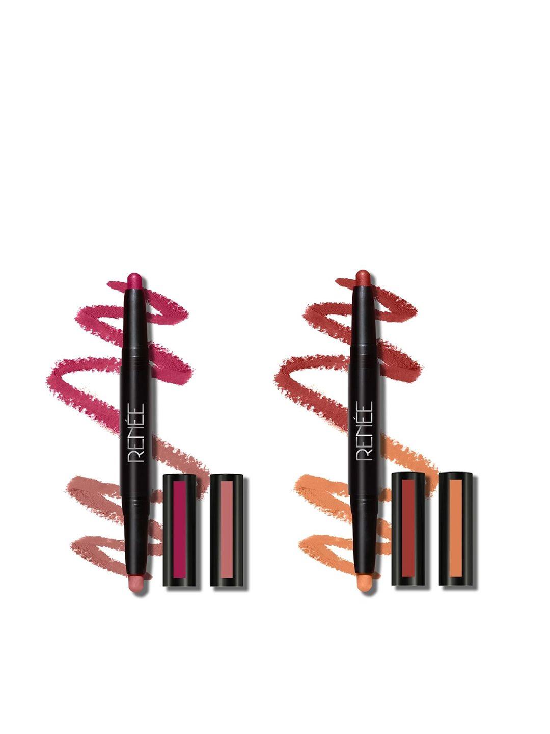 renee 2-in-1 transfer-not matte lip crayon duo - shades lc 03 & lc 02