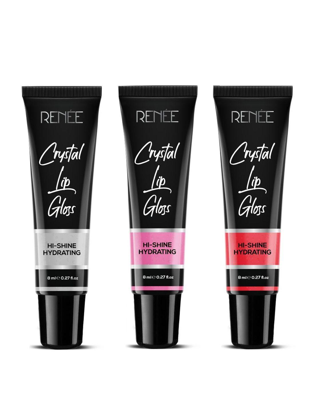 renee crystal hi-shine glassy hydrating lip gloss trio - 8ml each