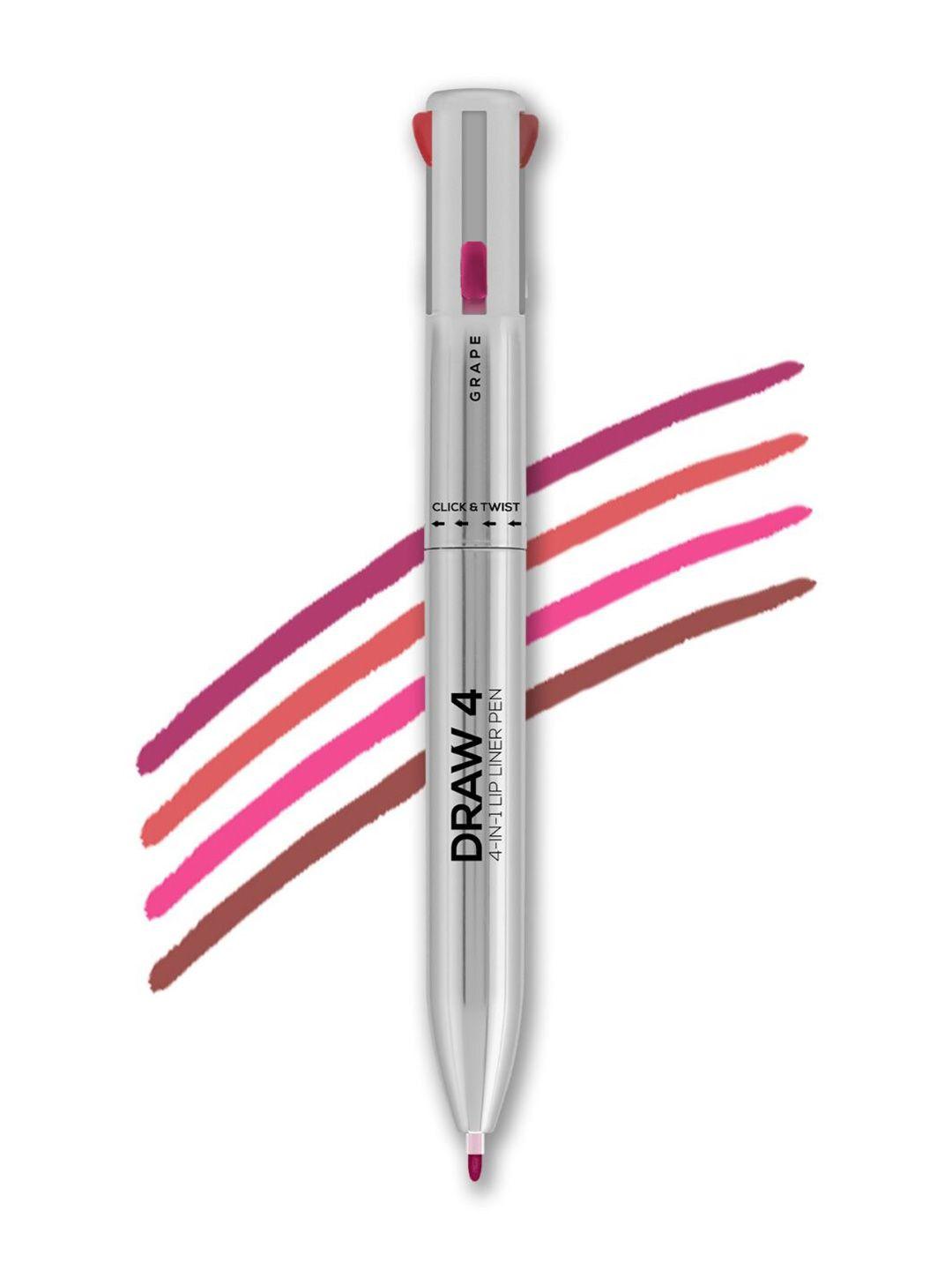 renee draw 4 4-in-1 lip liner pen - merlot+grape+mocha+peony