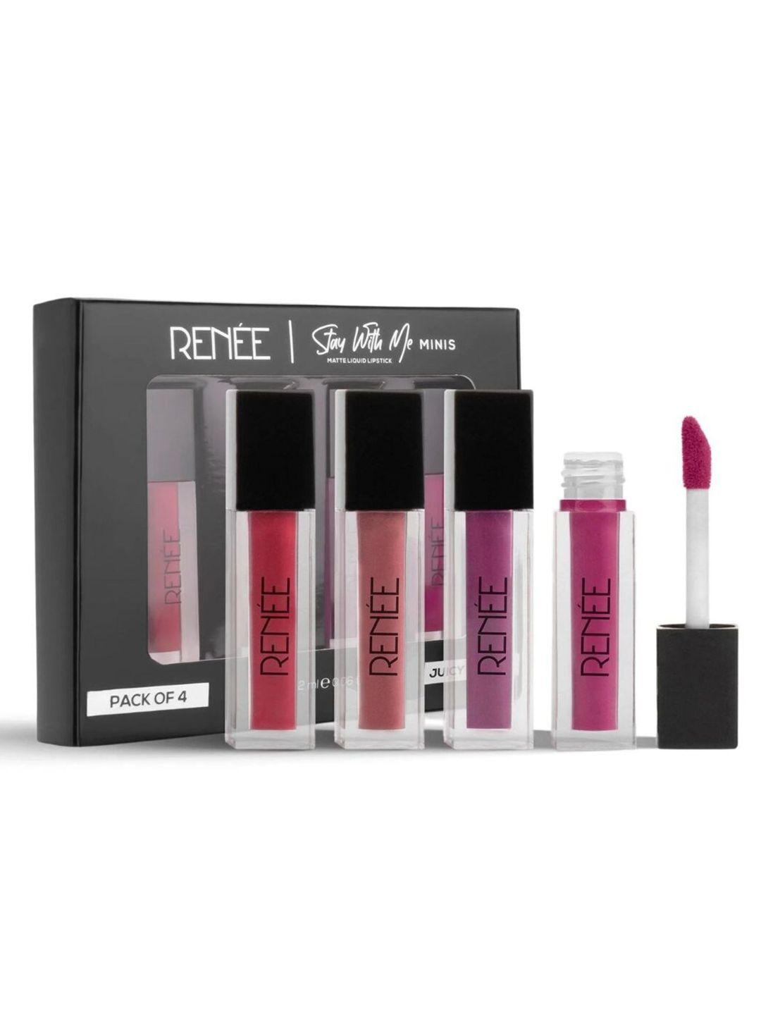 renee set of 4 stay with me minis matte liquid lipsticks 2ml each - juicy berries 01