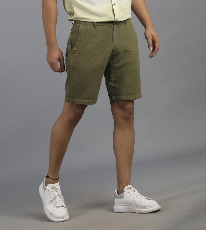 rentiyo military green solid classic shorts