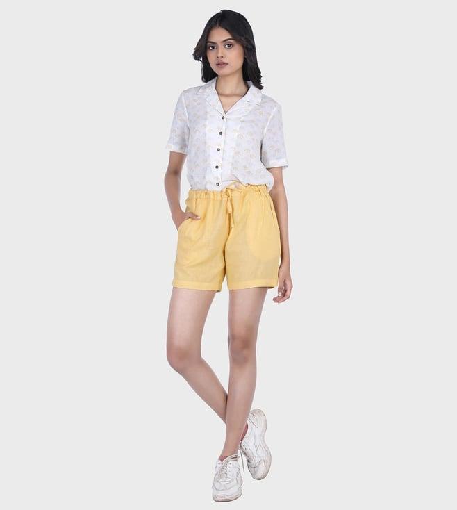 rentiyo sunlight yellow elasticated shorts