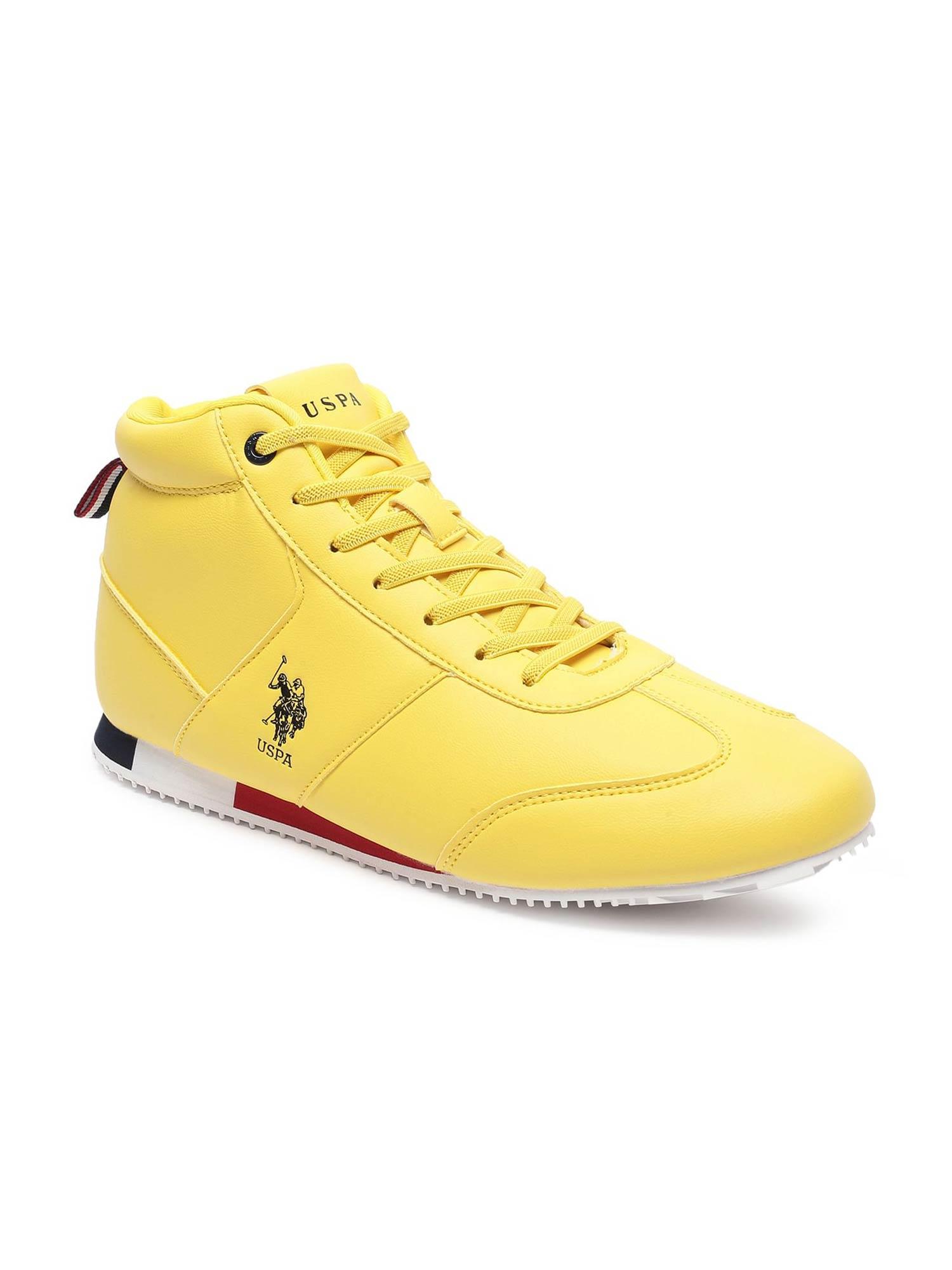 rentso yellow mid top solid sneakers for men