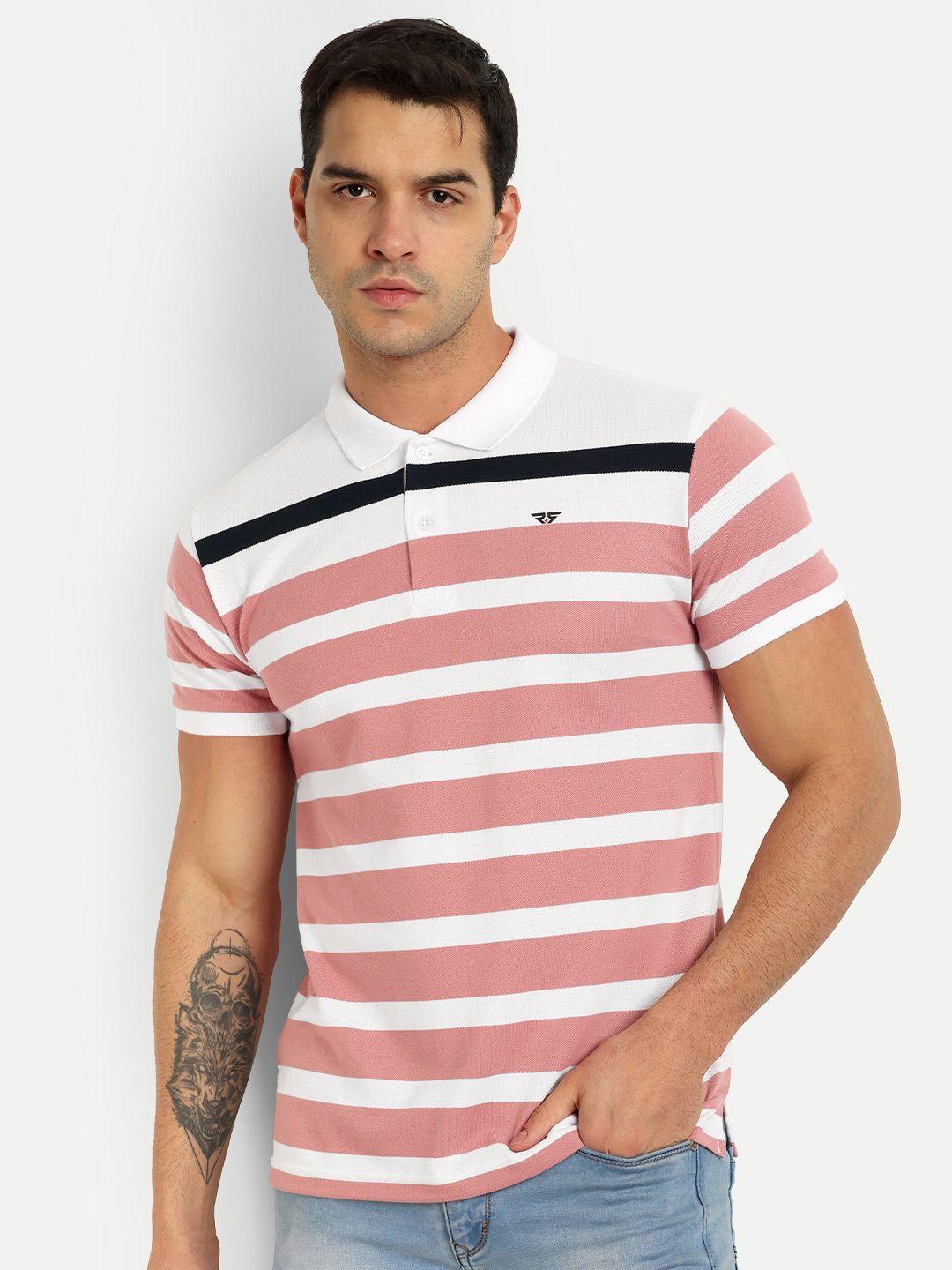 reprise horizontal striped polo collar slim fit t-shirt