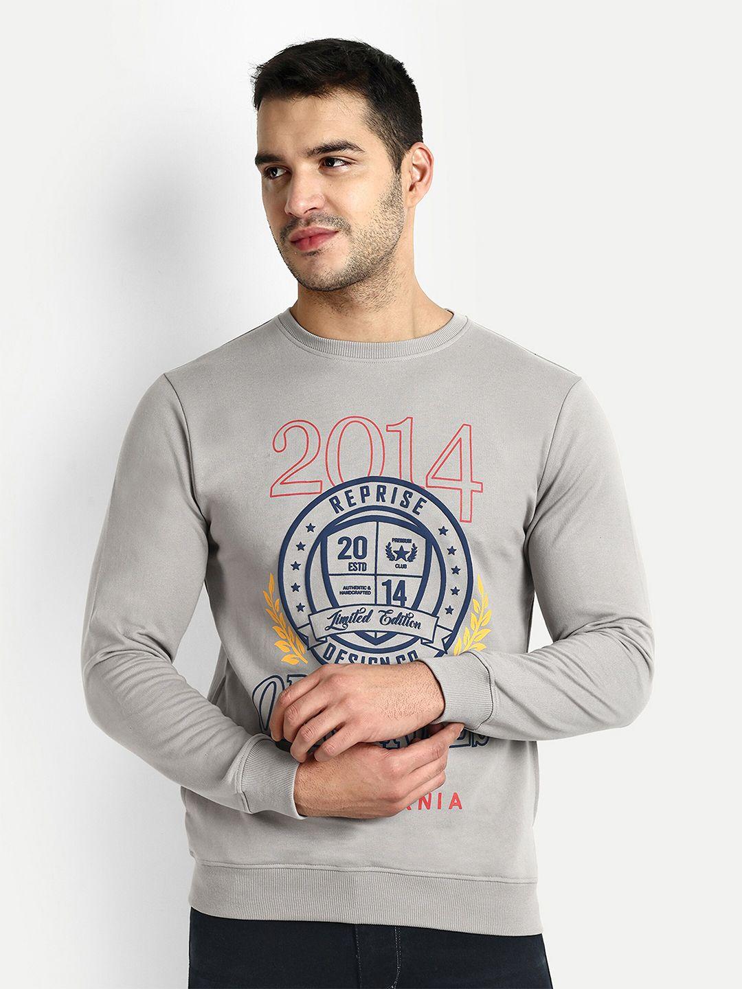 reprise men grey printed sweatshirt