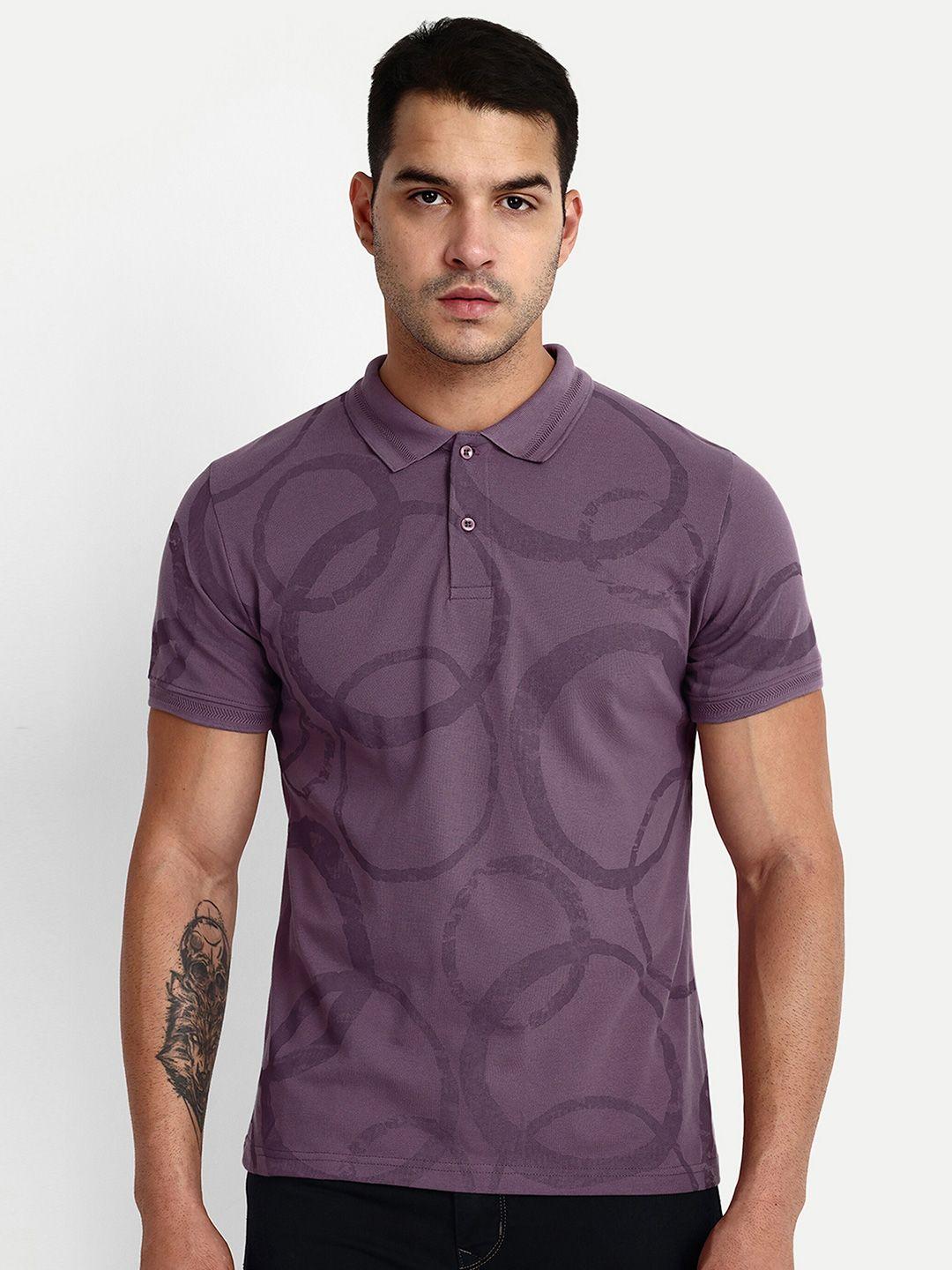 reprise men purple high neck pure cotton pockets t-shirt
