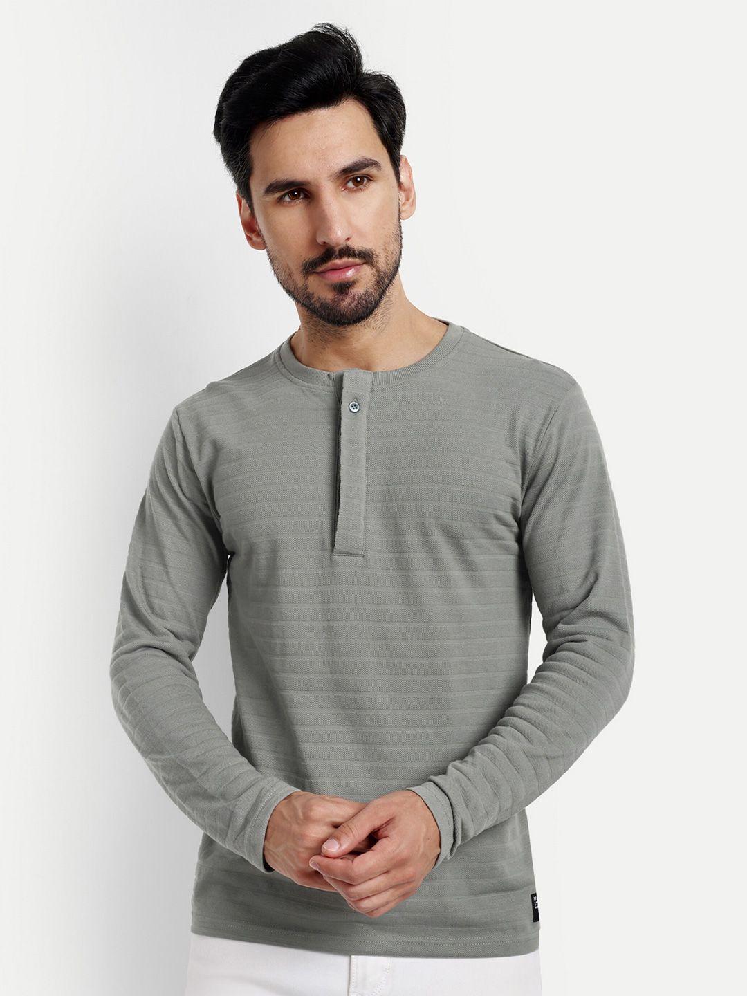 reprise self design henley neck slim fit t-shirt