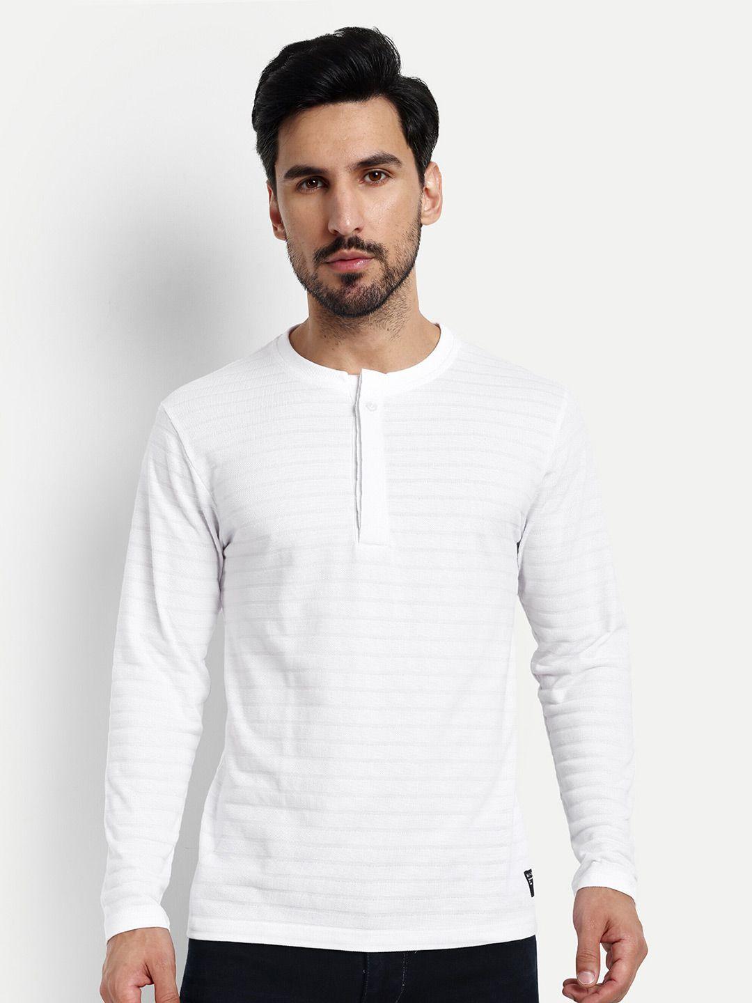 reprise self design henley neck slim fit t-shirt