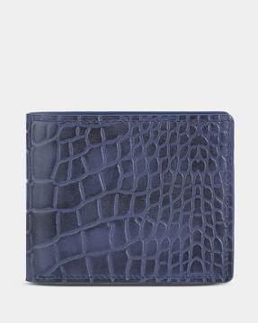 reptilian embossed bi-fold genuine leather wallet