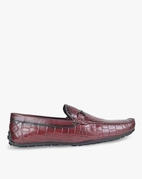 reptilian embossed slip-on driver shoes