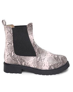 reptilian pattern ankle-length boots