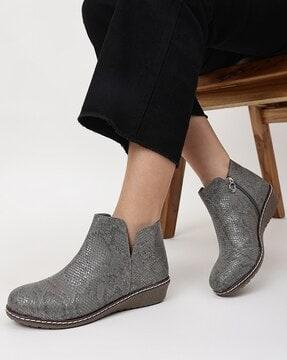 reptilian pattern ankle-length boots