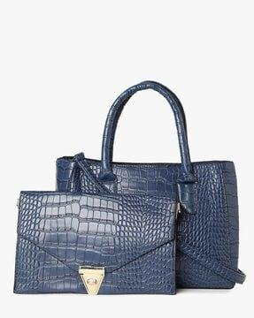 reptilian pattern handbag with pouch