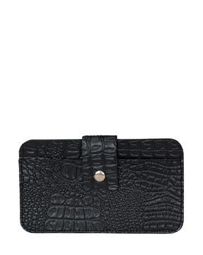 reptilian pattern handbag with snap-button closure