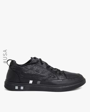 reptilian pattern lace-up sneakers