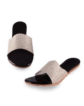 reptilian pattern open-toe flat sandals