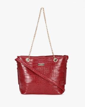 reptilian pattern shoulder bag with chain handles