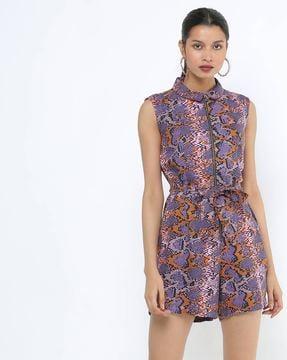 reptilian pattern slim fit playsuit