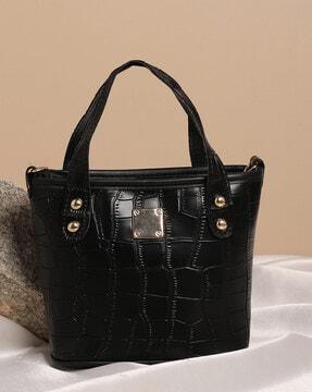 reptilian pattern vegan leather shoulder bag