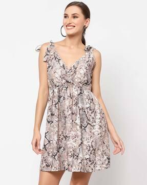 reptilian print a-line dress