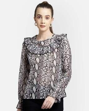 reptilian print round-neck top