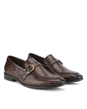 reptilian print slip-on monks