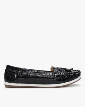 reptilian texture loafers with tassels
