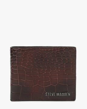reptilian-textured bi-fold leather wallet