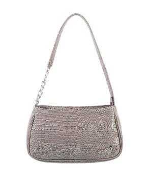 reptilian-textured shoulder bag with chainstraps