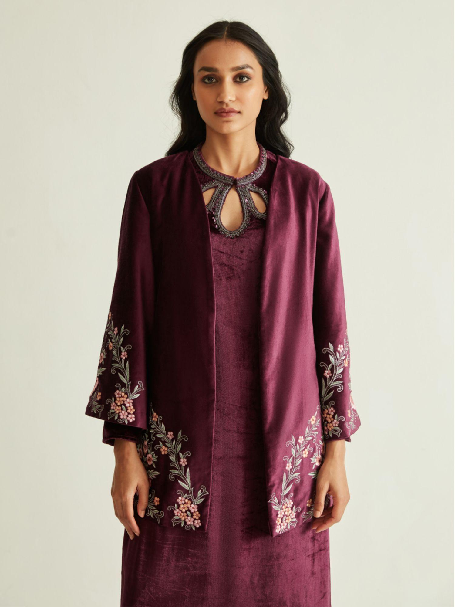 resham wine velvet jacket