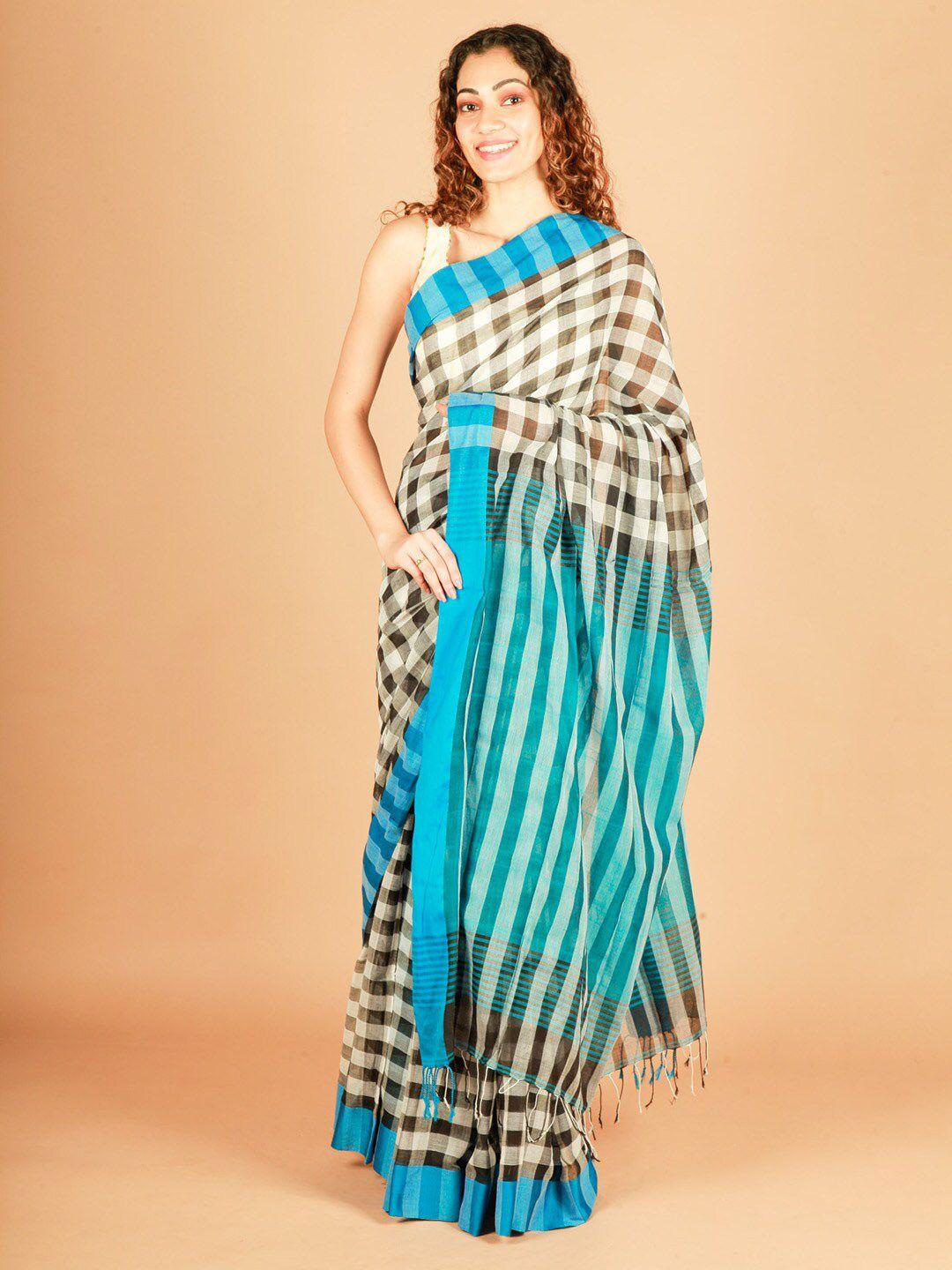 reshaweaves checked pure cotton saree