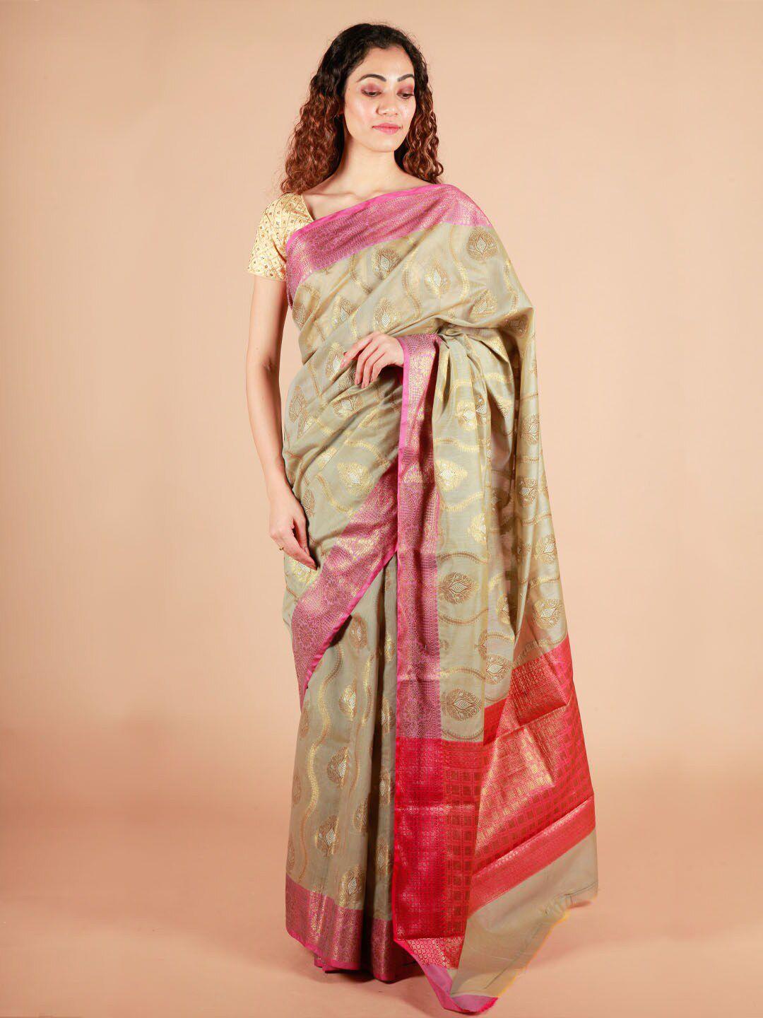 reshaweaves woven design zari pure cotton banarasi saree