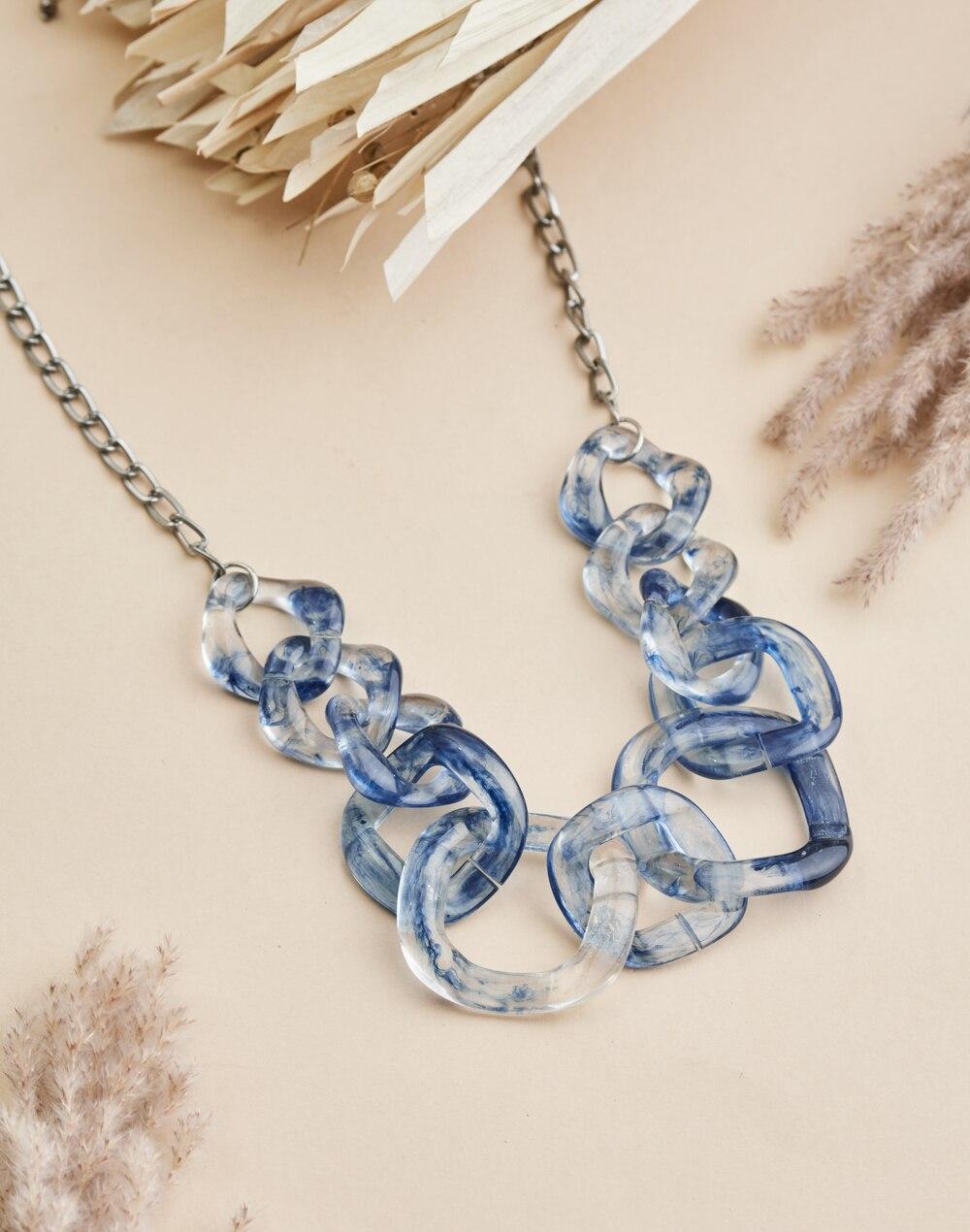 resin blue white necklace