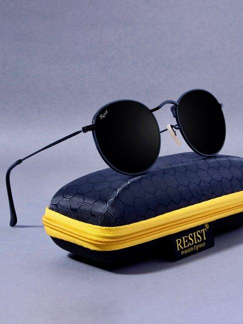 resist eyewear black round uv protection unisex sunglasses