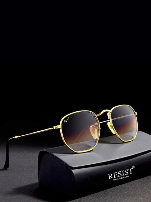 resist eyewear brown hexagon unisex sunglasses