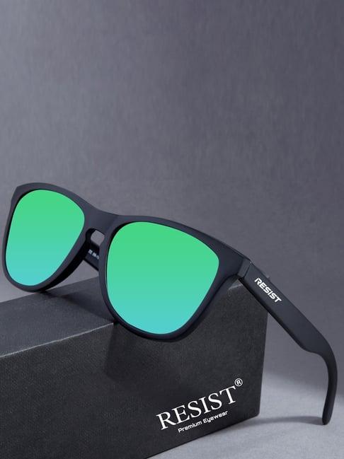 resist eyewear green wayfarer uv protection unisex sunglasses