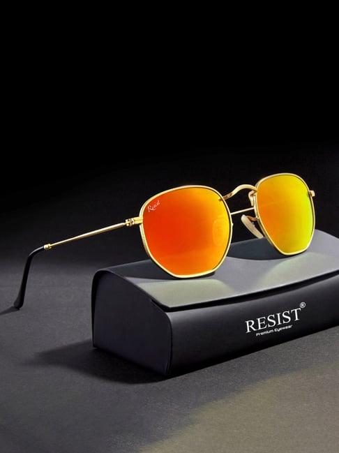 resist eyewear orange hexagon unisex sunglasses