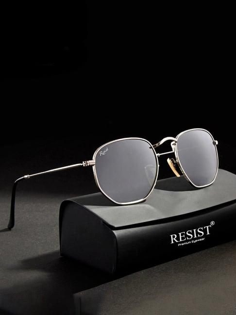 resist eyewear silver hexagon unisex sunglasses