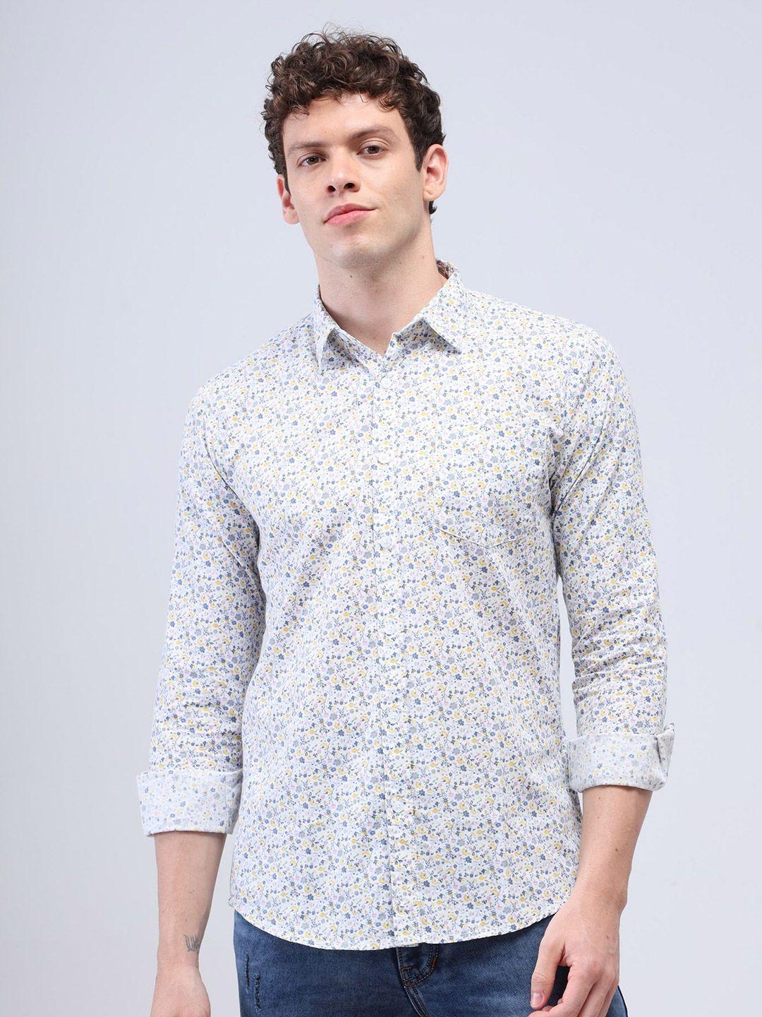 reslag floral printed cotton slim fit casual shirt