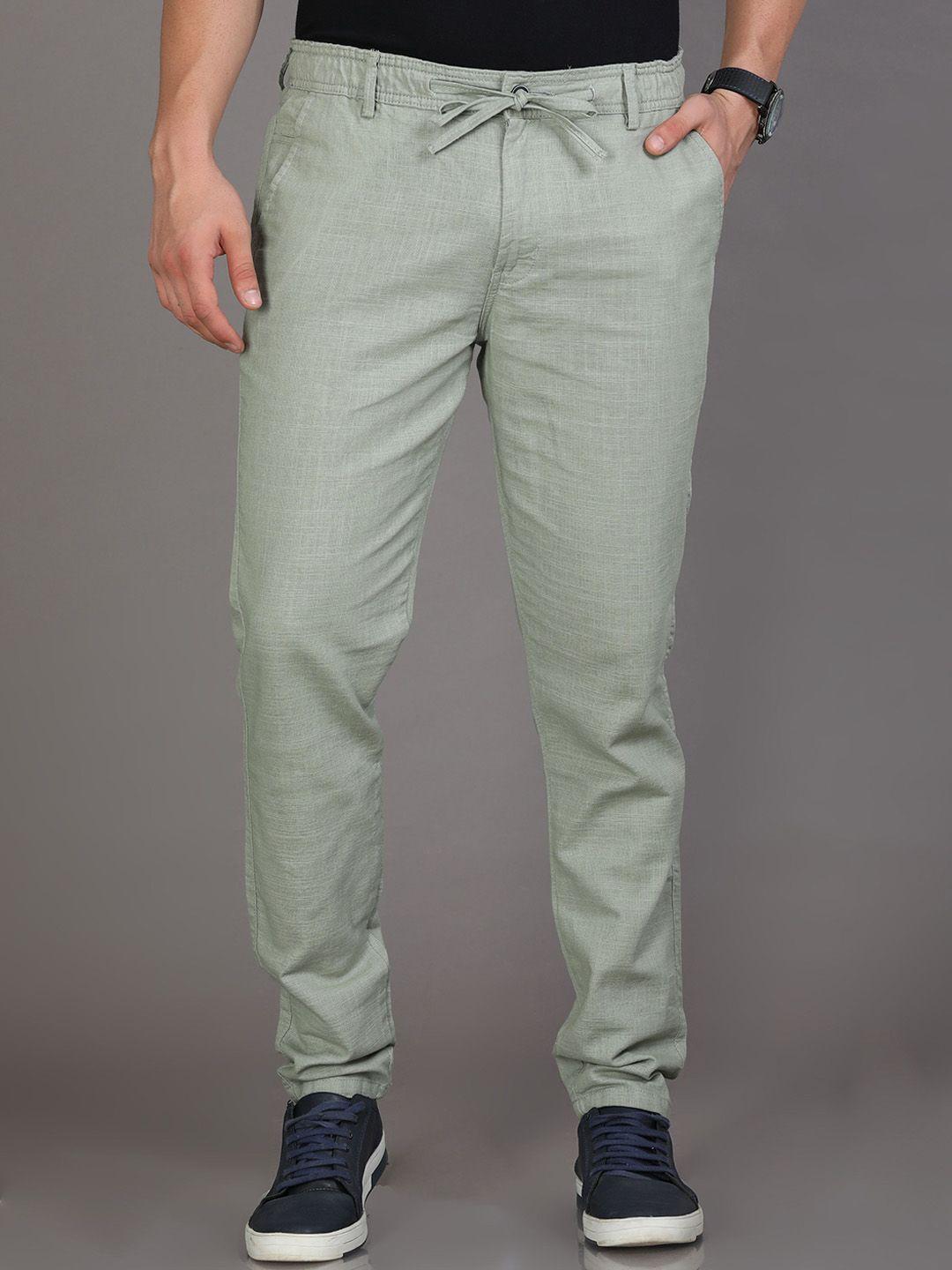 reslag men mid-rise casual linen trousers