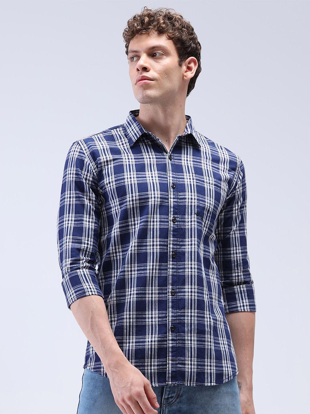 reslag slim fit checked cotton casual shirt