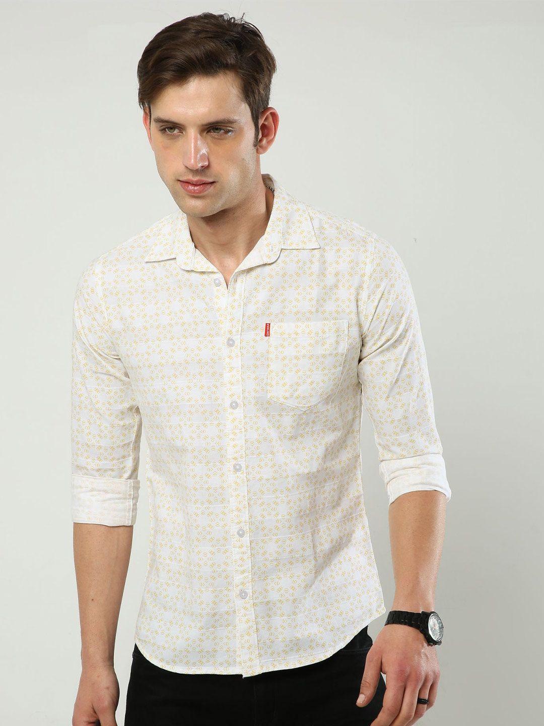 reslag slim fit geometric printed cotton casual shirt