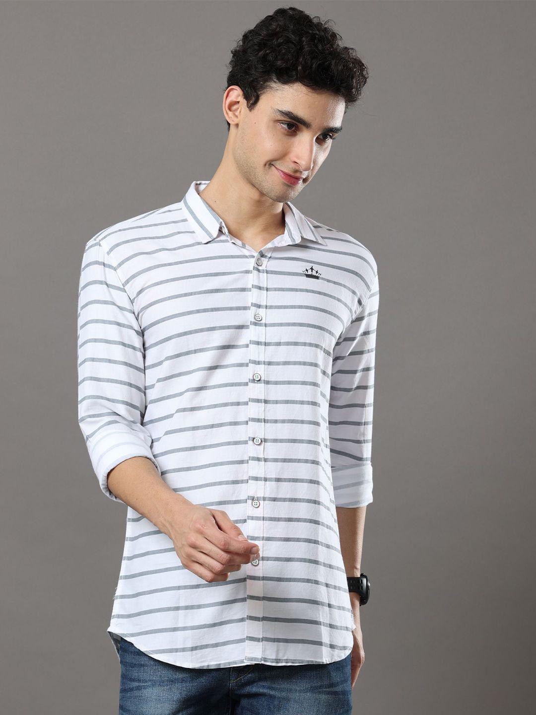 reslag slim fit horizontal stripes cotton casual shirt