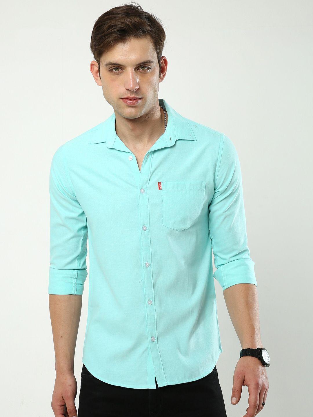 reslag slim fit spread collar cotton casual shirt