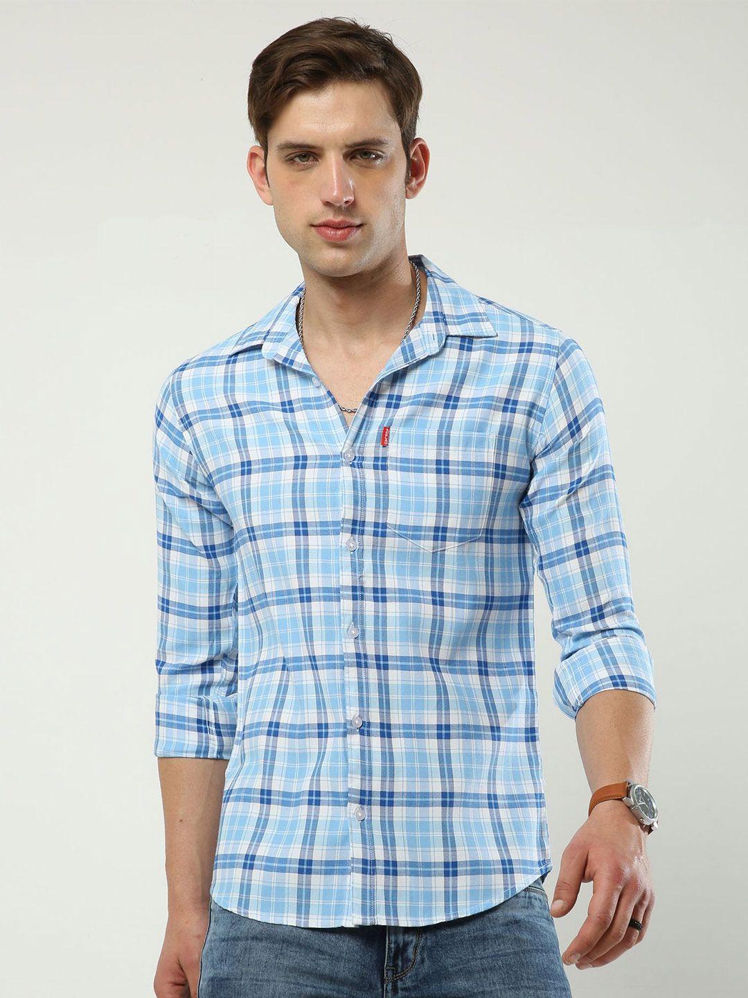 reslag slim fit tartan checks cotton shirt