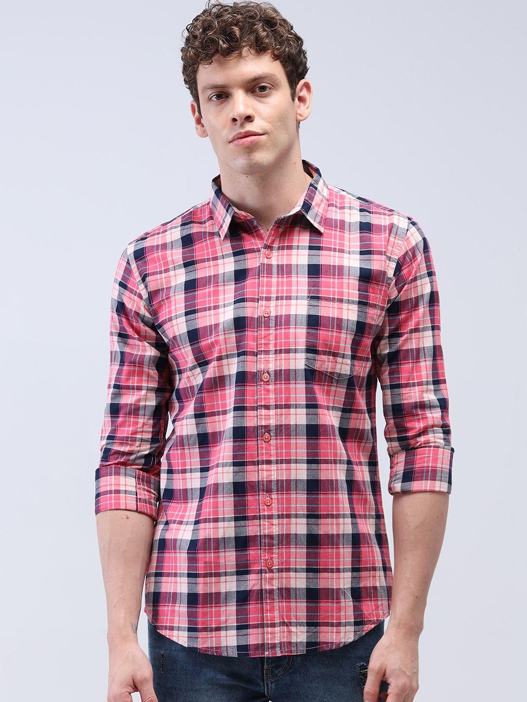 reslag spread collar other checks slim fit cotton casual shirt