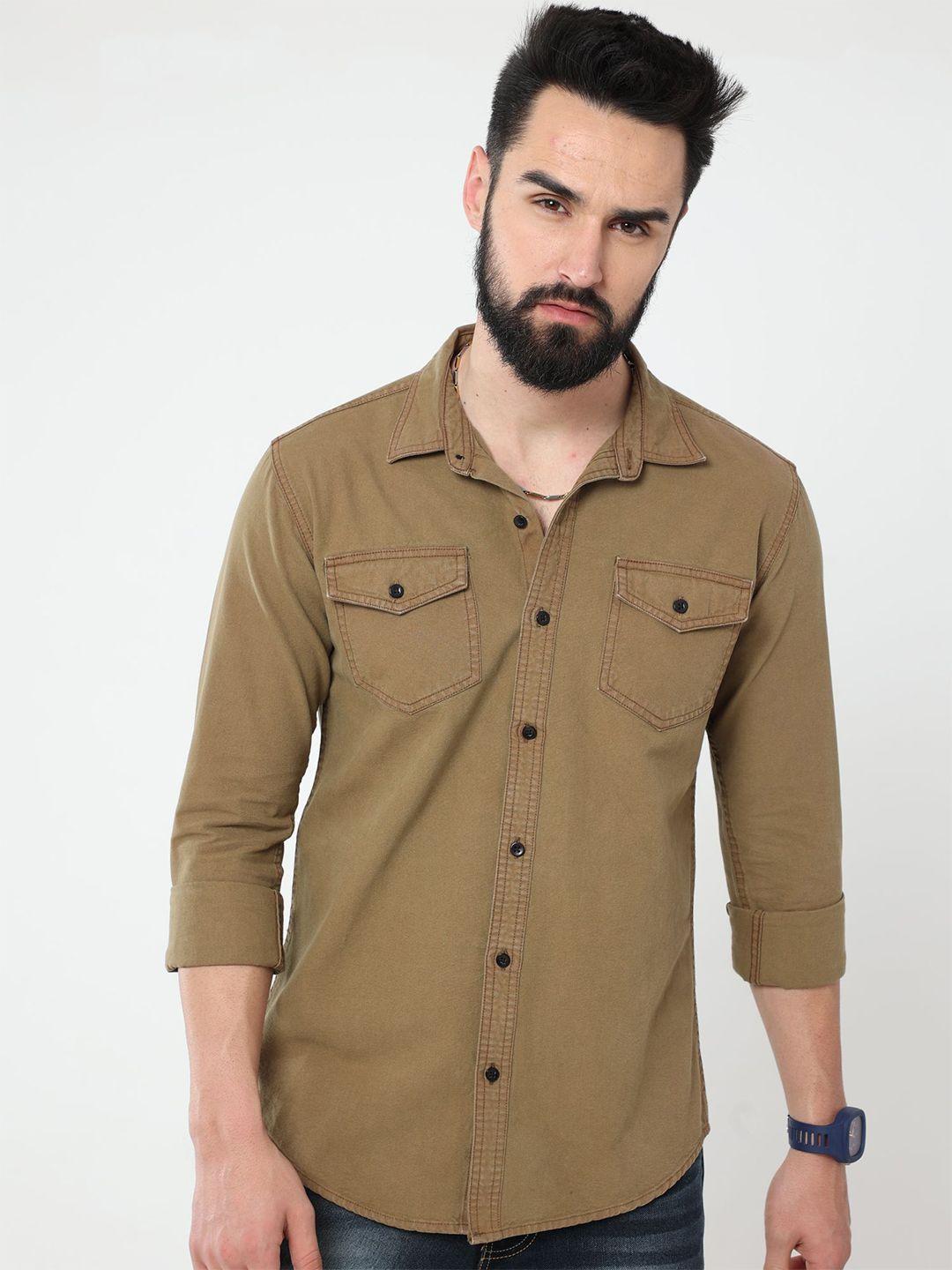 reslag spread collar pure denim casual shirt