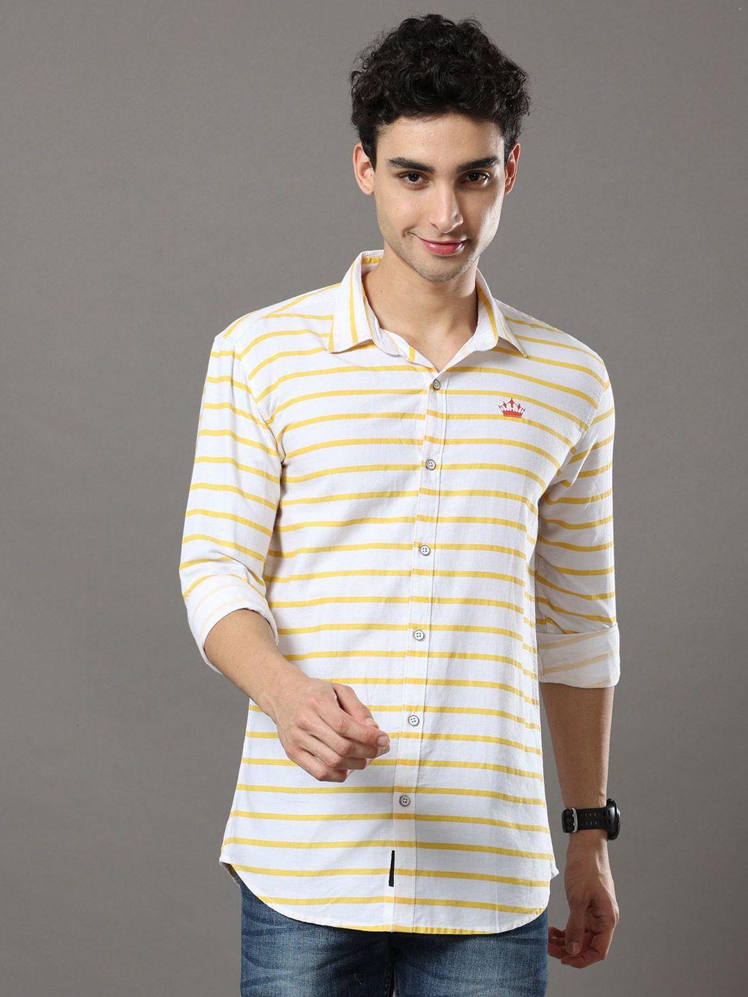 reslag spread collar stripes slim fit cotton casual shirt