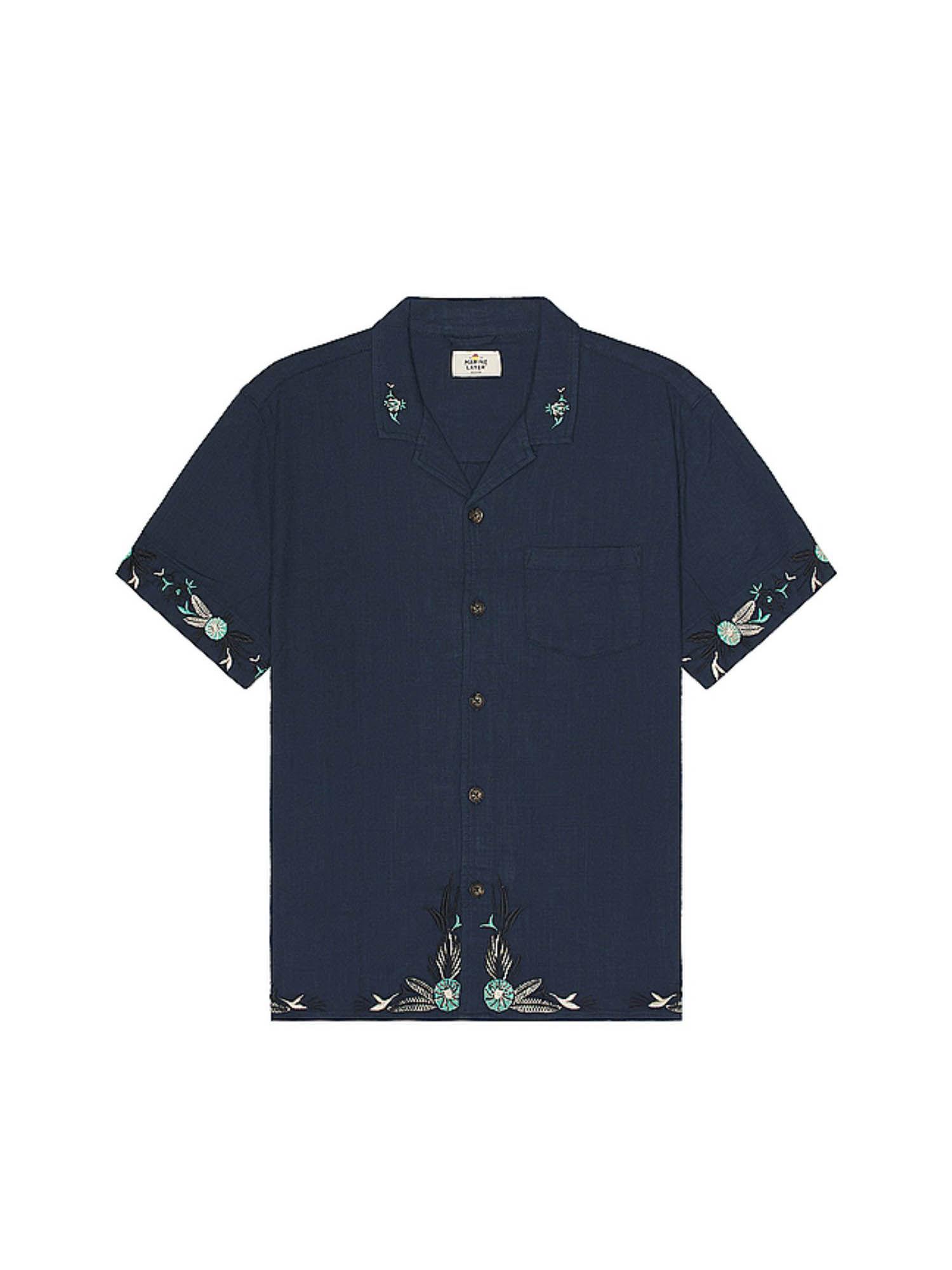 resort short sleeve border embroidery resort shirt